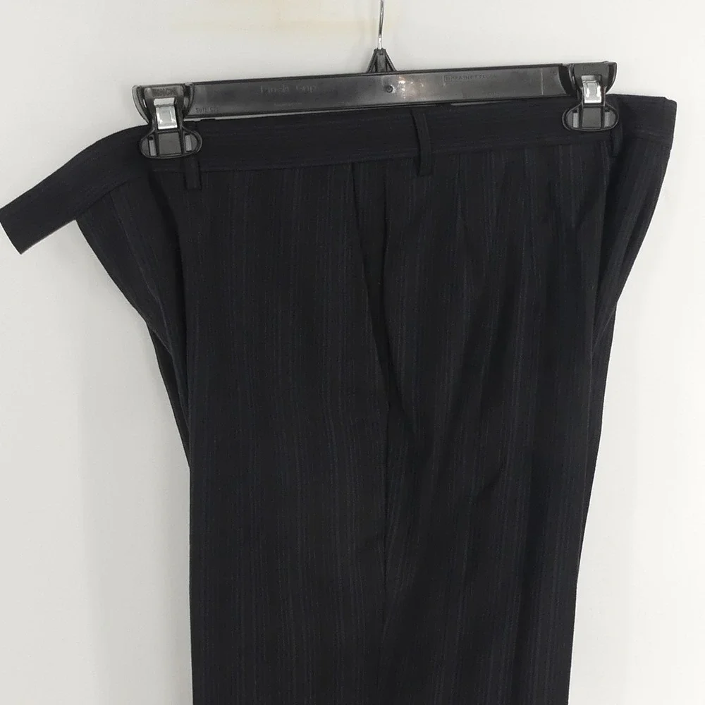 Ted Baker London 2-Piece Suit‎ Black Blue Stripe Wool Men's 42L 36x35